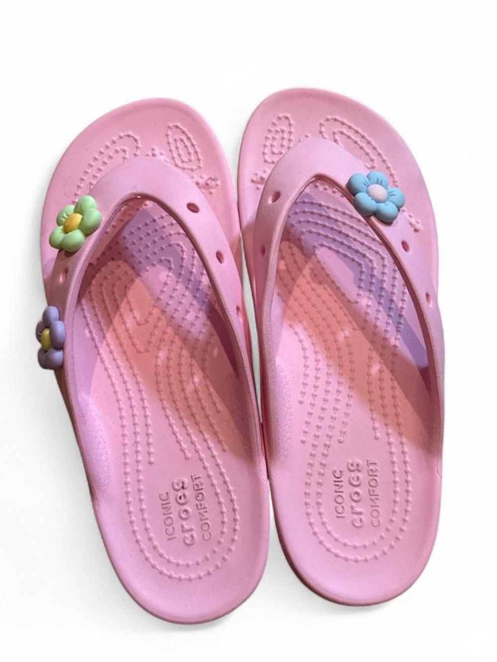 CROCS Pink Flower-Accent Flip Flops